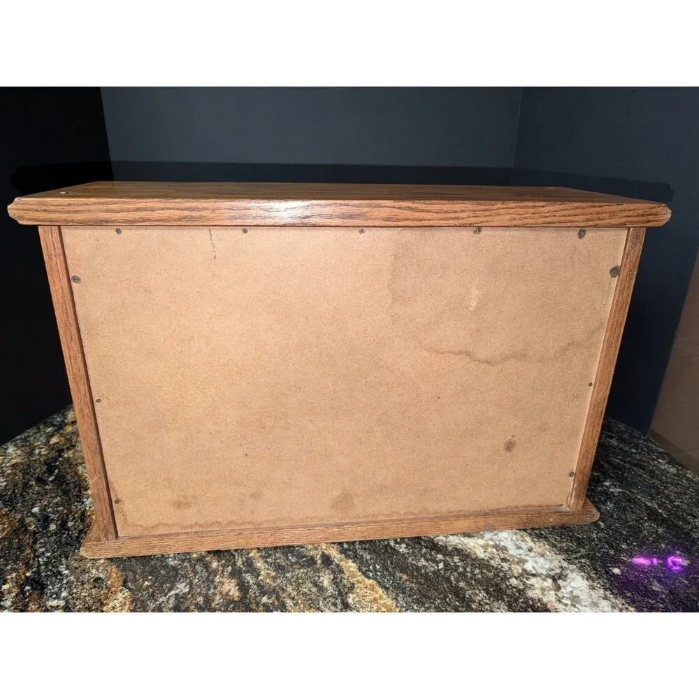 VTG Oak Roll Top Bread Box Country Kitchen Countertop Storage 19.75×17.25×12.5